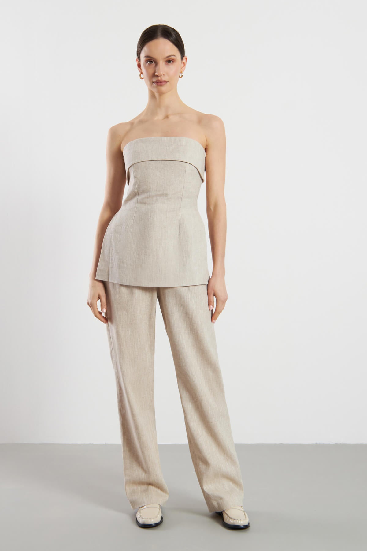 Lia Linen Top - Beige