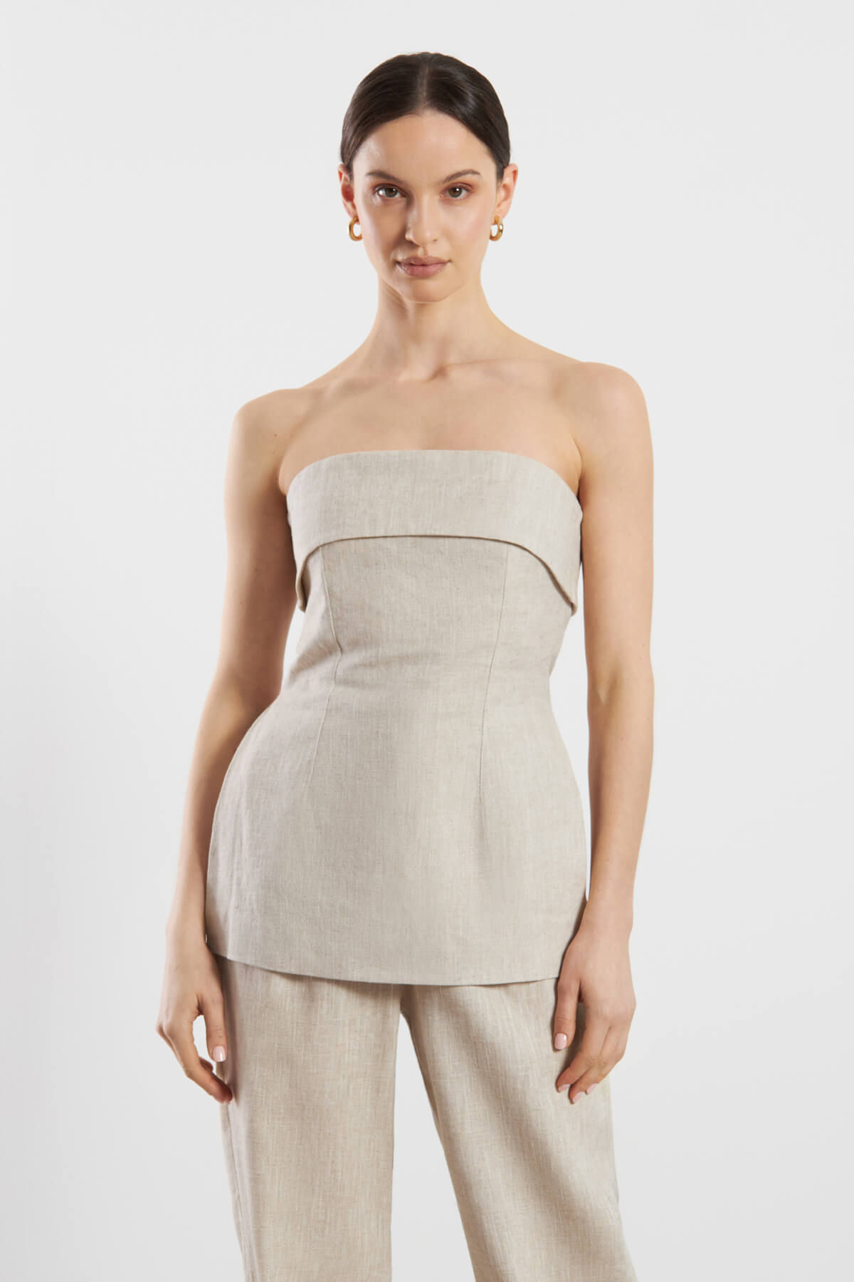Lia Linen Top - Beige