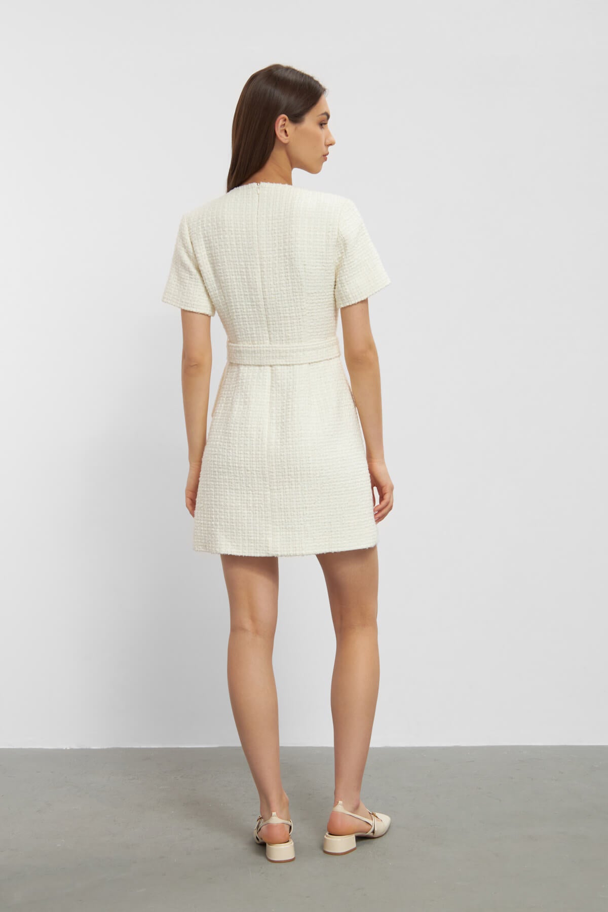 Taylor Boucle Dress Off White