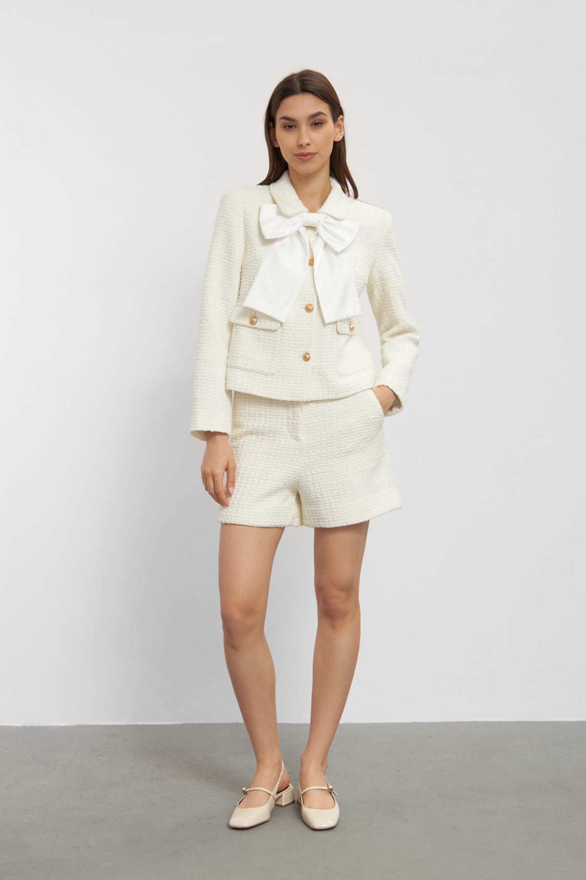 White Boucle Tie Waist Maxi Coat, Outerwear